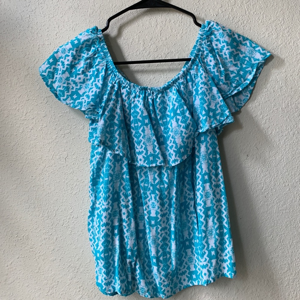 TCEC Blue Off The Shoulder Blouse
